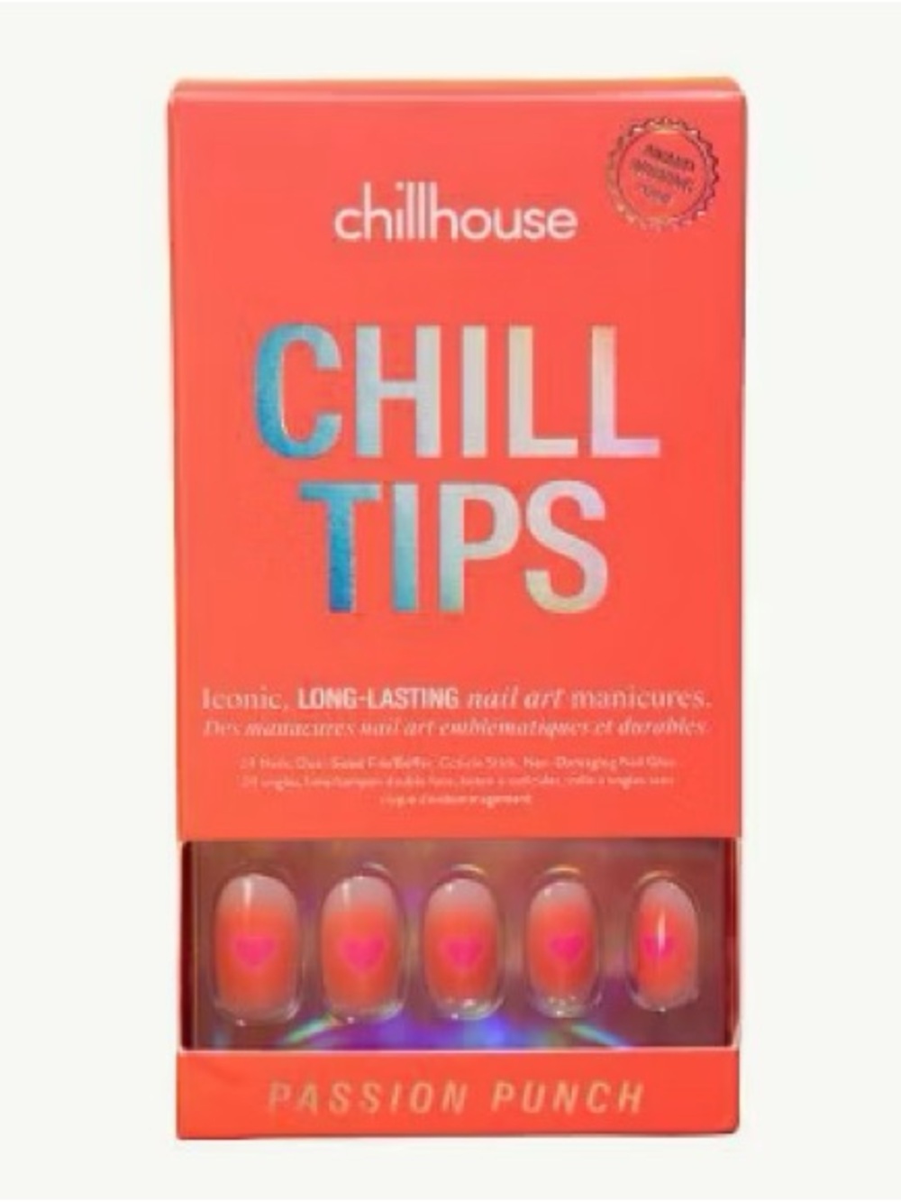 ChillHouse Chill Tips Press-On Nails - Passion Punch (Pink Ombre Hearts)